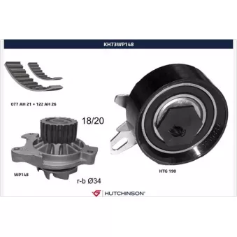 Pompe à eau + kit de courroie de distribution HUTCHINSON KH73WP148