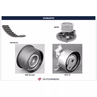 Pompe à eau + kit de courroie de distribution HUTCHINSON KH96WP50