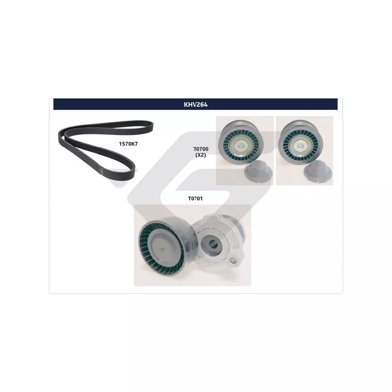 Jeu de courroies trapézoïdales à nervures HUTCHINSON KHV 264