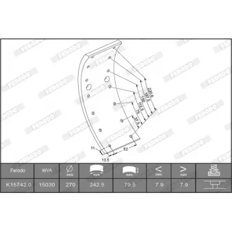 Kit de garnitures de frein, frein à tambour FERODO K15742.1-F3549