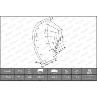 Kit de garnitures de frein, frein à tambour FERODO K17096.0-F3653