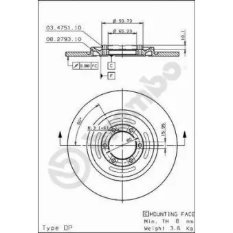 Jeu de 2 disques de frein avant BREMBO 08.2793.20