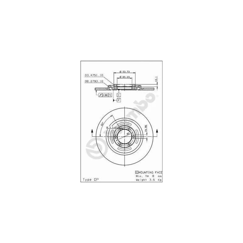 Jeu de 2 disques de frein avant BREMBO 08.2793.20