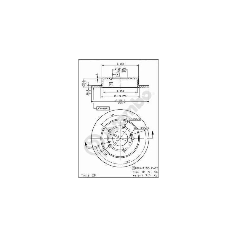 Jeu de 2 disques de frein arrière BREMBO 08.5443.20
