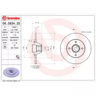 Jeu de 2 disques de frein arrière BREMBO 08.5834.25