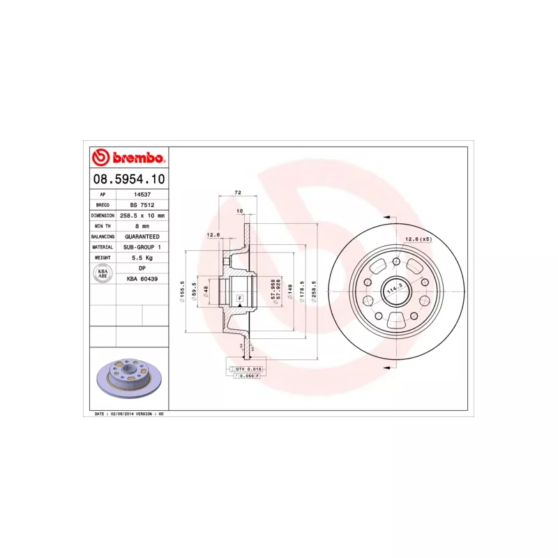 Jeu de 2 disques de frein arrière BREMBO 08.5954.10