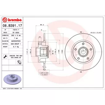 Jeu de 2 disques de frein arrière BREMBO 08.B391.17