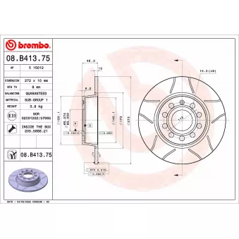 Jeu de 2 disques de frein arrière BREMBO 08.B413.75
