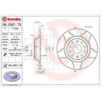 Jeu de 2 disques de frein arrière BREMBO 08.C501.75