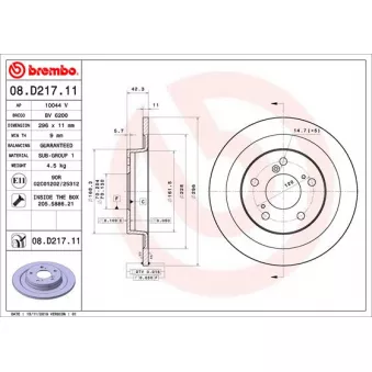 Jeu de 2 disques de frein arrière BREMBO 08.D217.11