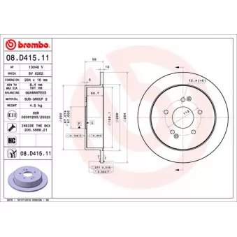 Jeu de 2 disques de frein arrière BREMBO 08.D415.11