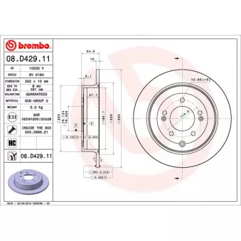 Jeu de 2 disques de frein arrière BREMBO 08.D429.11