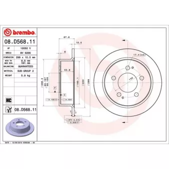 Jeu de 2 disques de frein arrière BREMBO 08.D568.11