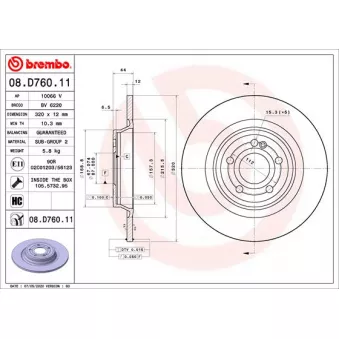 Jeu de 2 disques de frein arrière BREMBO 08.D760.11