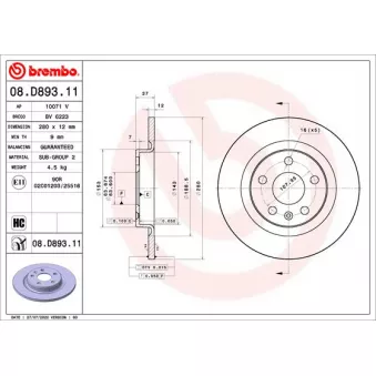 Jeu de 2 disques de frein arrière BREMBO