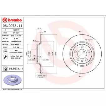 Jeu de 2 disques de frein arrière BREMBO 08.D973.11