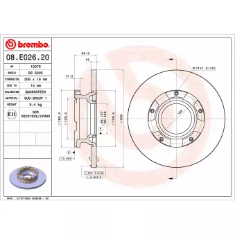 Jeu de 2 disques de frein arrière BREMBO 08.E026.20