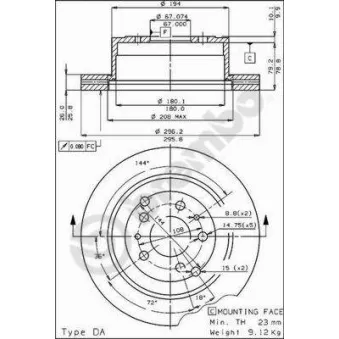 Jeu de 2 disques de frein arrière BREMBO 09.3802.10