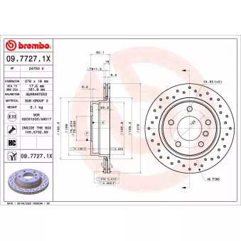 Jeu de 2 disques de frein arrière BREMBO 09.7727.1X