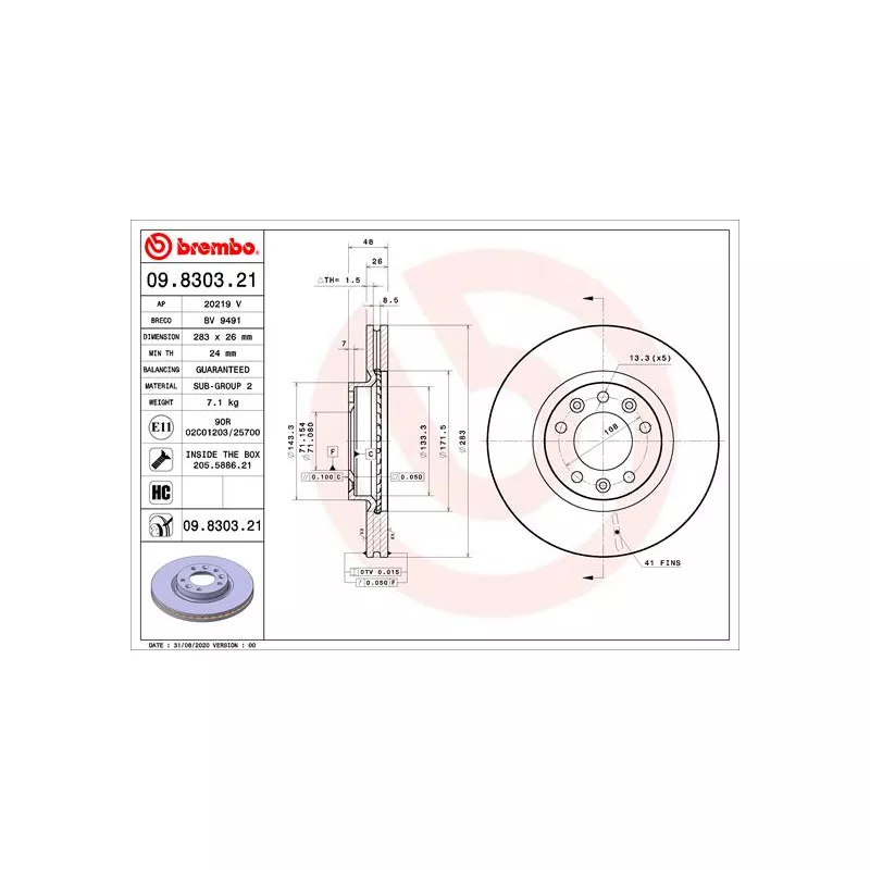 Jeu de 2 disques de frein avant BREMBO 09.8303.21