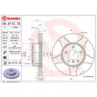 Jeu de 2 disques de frein avant BREMBO 09.9172.75