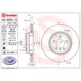 Jeu de 2 disques de frein arrière BREMBO 09.9352.11