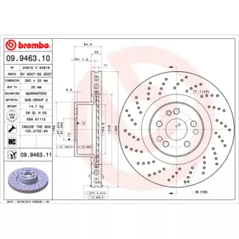 Jeu de 2 disques de frein avant BREMBO 09.9463.10