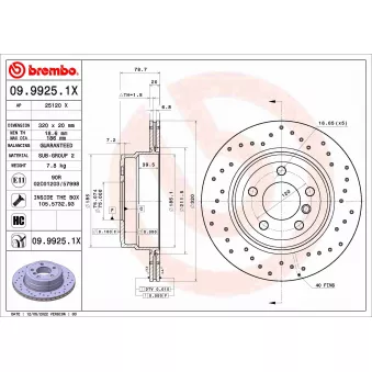 Jeu de 2 disques de frein arrière BREMBO 09.9925.1X