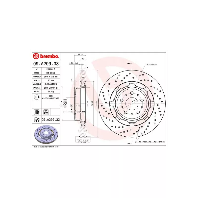Jeu de 2 disques de frein avant BREMBO 09.A299.33
