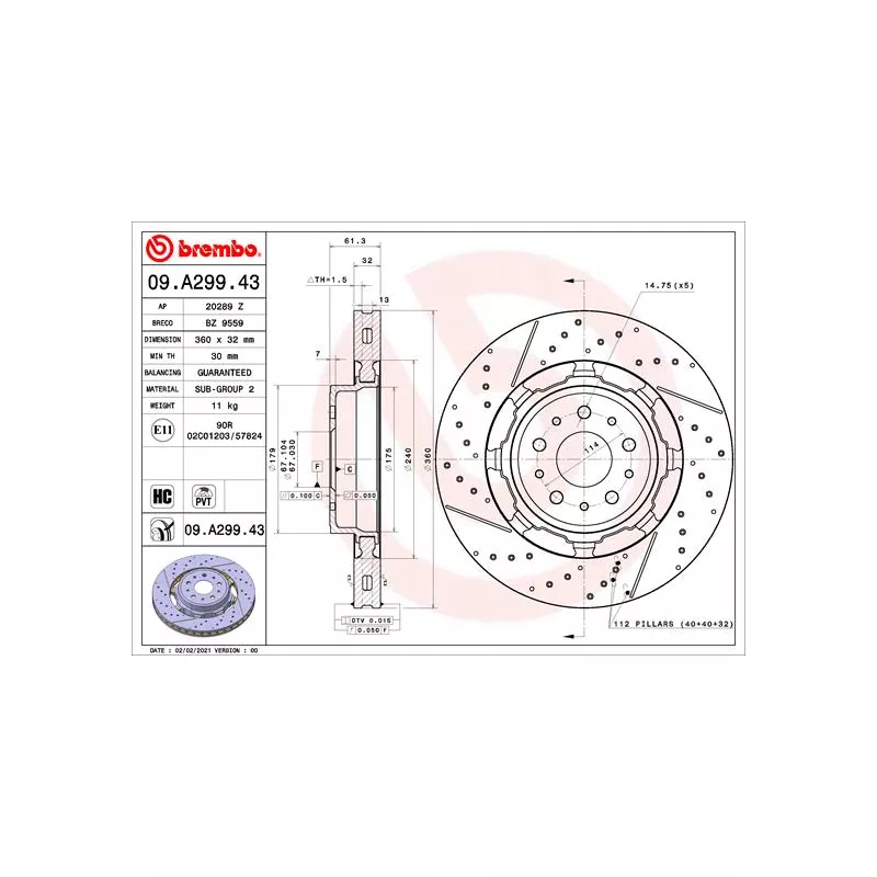 Jeu de 2 disques de frein avant BREMBO 09.A299.43