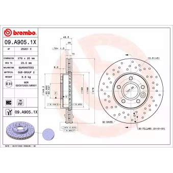Jeu de 2 disques de frein avant BREMBO 09.A905.1X