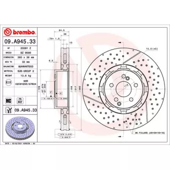 Jeu de 2 disques de frein avant BREMBO 09.A945.33