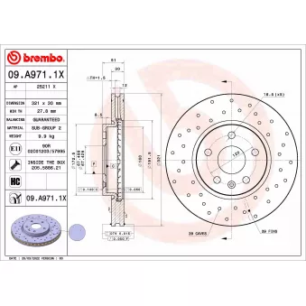 Jeu de 2 disques de frein avant BREMBO 09.A971.1X