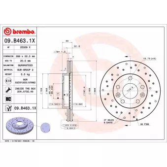Jeu de 2 disques de frein avant BREMBO 09.B463.1X