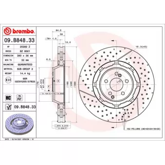 Jeu de 2 disques de frein avant BREMBO 09.B848.33