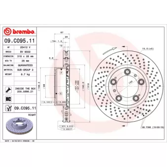 Disque de frein avant droit BREMBO 09.C095.11