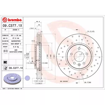 Jeu de 2 disques de frein avant BREMBO 09.C377.1X