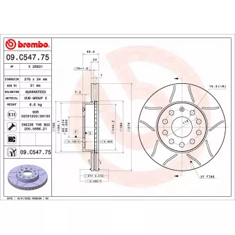 Jeu de 2 disques de frein avant BREMBO 09.C547.75