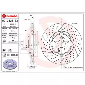 Jeu de 2 disques de frein arrière BREMBO 09.C826.33