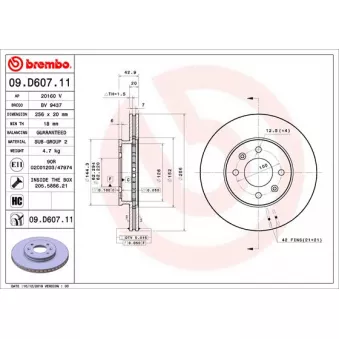 Jeu de 2 disques de frein avant BREMBO 09.D607.11