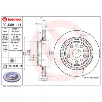 Jeu de 2 disques de frein arrière BREMBO 09.D691.11