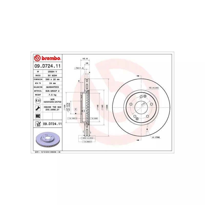 Jeu de 2 disques de frein avant BREMBO 09.D724.11