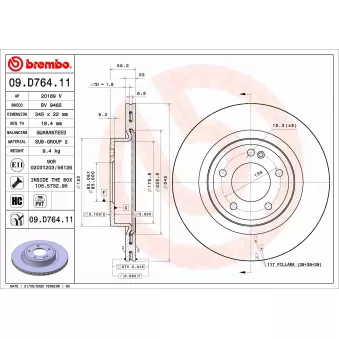 Jeu de 2 disques de frein arrière BREMBO