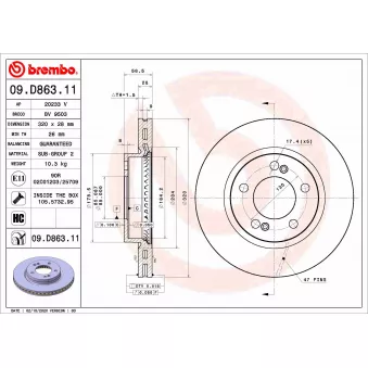 Jeu de 2 disques de frein avant BREMBO 09.D863.11