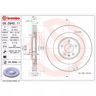 Jeu de 2 disques de frein arrière BREMBO 09.D940.11