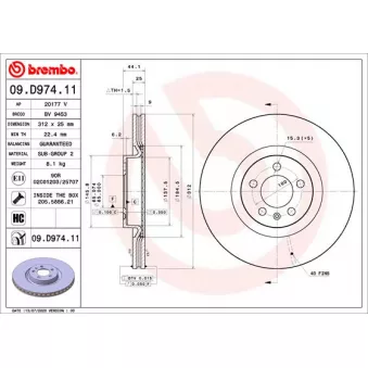 Jeu de 2 disques de frein avant BREMBO 09.D974.11