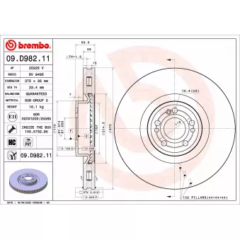 Jeu de 2 disques de frein avant BREMBO 09.D982.11