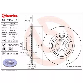 Jeu de 2 disques de frein arrière BREMBO 09.D984.11