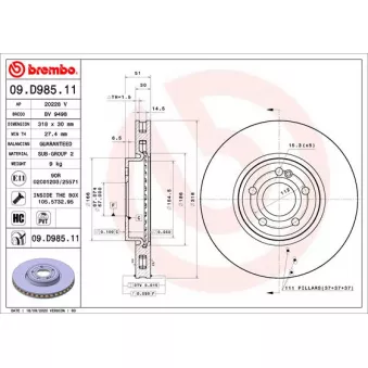 Jeu de 2 disques de frein avant BREMBO 09.D985.11