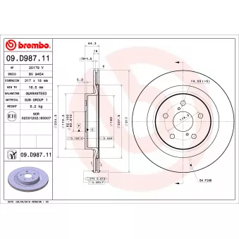 Jeu de 2 disques de frein arrière BREMBO 09.D987.11